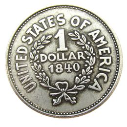 US 1840 Indian Dollar Commemorative Silver Plated Copy Coins