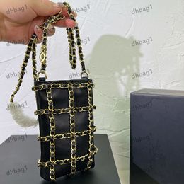 Womens Mini Mobile Phone Bag Makeup Bag Sheepskin Cross Chain Classic Black Small Pendant Logo Handbag Crossbody Bags Designer Makeup Box Card Clip Bags 10x17cm