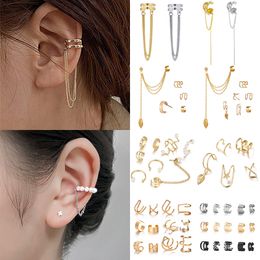 LATS New Long Tassel Ear Cuff Multilayer No Piercing Hook Clip Earrings for Women Simple Temperament Fashion Jewelry Gift