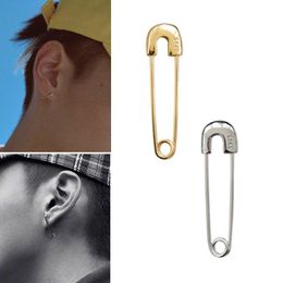 Punk Rock Sterling Safety Pin Stud Earrings Ear Threader Studs Fashion Jewelry Unisex