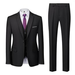Men's Suits 2023 Colourful Men's Suit Fashion Casual Business 3 Pieces Set / Male Single Button Blazers Trousers Pants Vest Waistcoat