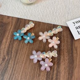 Kids Sweet Flower Hairpin Side Hair Clip Duckbill Beak Barrette For Big Girls Children Hair Accessories 2pcs/set