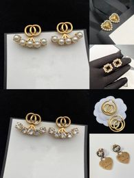 Perlendesigner Bolzenohrringe Doppel G Diamond Ohrring für Frauen Kristallohrstolf Hochwertige Luxusohrringe
