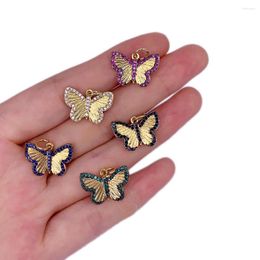 Pendant Necklaces Sweet Fashion Butterfly Necklace Gold-Plated Inset Colourful Zircon Cute Mini Girl Accessories Gift