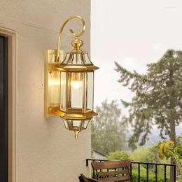 Wall Lamps European Light Design Classical Foyer Glass Lamp 110-220V Bedroom Bedside Balcony Aisle Deco Brass