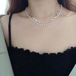 Chains Double Layer Pearl Hearts Necklace For Women Girls Elegant Tennis Choker Vintage Party Jewelry Wholesale Gifts