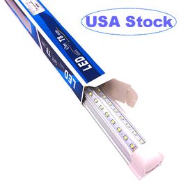 V Shaped LED Tube Lights 2Ft 3Ft 4Ft 5Ft 6Ft 8Ft Clear Cover 270 Angle Bulb T8 Integrated Fixture Linkable Bar Lamp Super Bright Low Profiles Cabinet Lights usalight