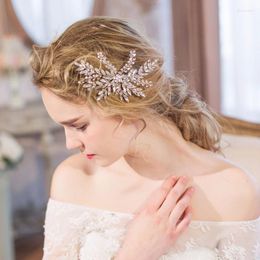Hair Clips Sparkling Handmade Crystal Bridal Comb Flower Bride Wedding Headband Women Headdress Ornaments Jewellery ML061