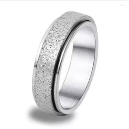 Cluster Rings Fashion Frosted Freely Spinner For Women And Men Stainless Steel Rotate Finger Party Accessories Jewelry Gifts