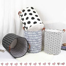 Basket 1PC 40*50cm Folding Laundry Basket Round Storage Bin Bag Hamper Collapsible Clothes Toy Basket Bucket Organizer Large Capacity