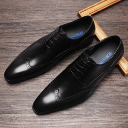 Fashion Mens Leather Dress Shoes Wedding Genuine Leather oxford Shoe Man Black Burgundy Lace Up Square Toe Shoes For Men Formal