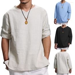 Men's T Shirts 2023 Solid Colour Loog Sheeve Shirt Summer Pure Cotton And Top Comfortable Fashion Blouse M-4XL