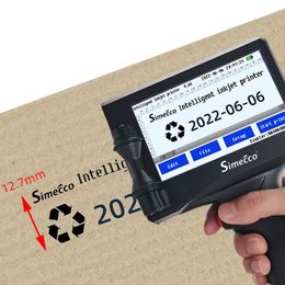 Printers English 12.7mm Handheld Inkjet Printer Portable Small Label Coding Machine Production Date QR Barcode Permanent Ink