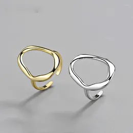 Cluster Rings 925 Sterling Silver Party Ring For Women Couple Creative Irregular Simple Anillos Jewellery Size 17.3mm Adjustale