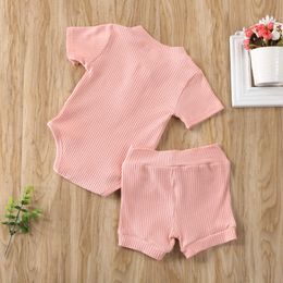 Clothing Sets Baby Summer Kid Clothes Boy Short Sleeve Girl Shorts Newborn Solid 2Pcs Outfits Set