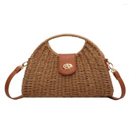 Evening Bags Women Hand-Woven Bag Summer Woven Shell Top-Handle Handmade Fashion Holiday Casual Simple Elegant Lady Straw