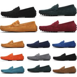 mens women outdoor Shoes Leather soft sole black red orange blue brown orange comfortable Casual Shoes 003