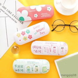 Sunglasses Cases Bags Cute Portable Metal Floral Glasses Case Reading Box Fruit Style Hard Eyewear Protector