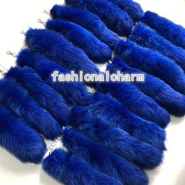 50Pcs/lot- 40cm/16" Real Fox Fur Tail Dyed From Natural Blue Fox Fur Tail Keychain Costume Cosplay Toy Bag Purse Pendant Tassels