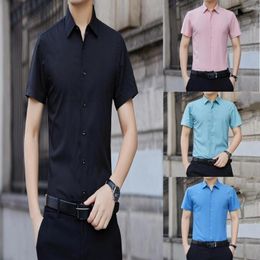Men's Casual Shirts Cotton Men's Oxford Man Short Sleeve Slim Fit Dress For Male Business Shirt Social Blouse Tops