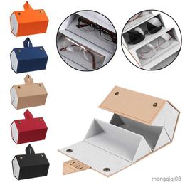 Sunglasses Cases Bags Multi-slots Leather Glasses Organizer Eyeglasses Storage Display Holder Case Travel Portable Folding