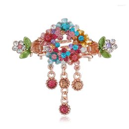 Hair Clips High Quality Colorful Enamel Flower Wedding Ornaments Gold Color Rhinestone Crab Clip For Women Girls Jewelry