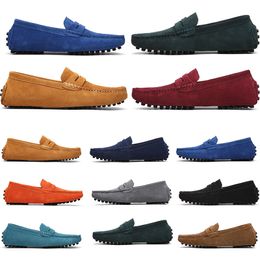 mens women outdoor Shoes Leather soft sole black red orange blue brown orange comfortable Casual Shoes 028