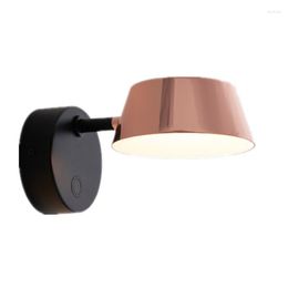 Wall Lamp Nordic Creative Rotating LED Modern Simple Living Room Bedroom Bedside Rose Gold Black Aisle Decorative Light