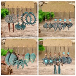 Dangle Earrings Ethnic Vintage Bronze Set 2023 Hollow Dream Catcher Flower Female Geometric Tassel Sets