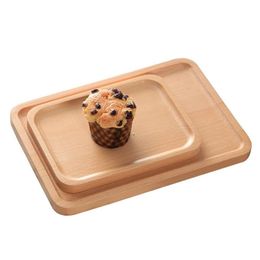 Dishes Plates Rec Round Wood Divide Food Lunch Fruit Bread Snack Cake Tray Double Ear Handle Natural Ecofriendly Vf1603 Drop Deliv Dhcae