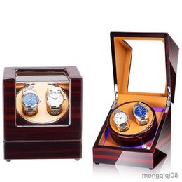 Watch Boxes Cases For Automatic Watches Box Double Rotator Holder Winding Cabinet Clock Storage Luxury Stand LED Lights Display