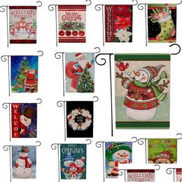 Banner Flags Christmas Garden Flag Polyester Snowman Santa Claus Printing Rec Flying Banners Outdoor Decoration Customised Drop Deli Dh2Jr