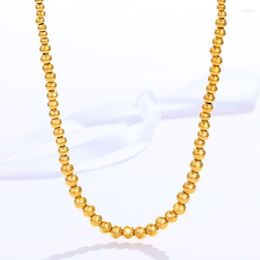 Chains XP Jewelry --( 45 Cm 6 Mm) 24 K Pure Gold Plated Beads Chain Necklaces For Men Women Fashion Nickel Free