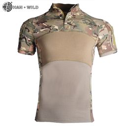 Hunting T-Shirts Male Military Tactical T Shirt Top Elasticity Men Camo Army Combat Shirt Airsoft Paintball Hunting Cothes Multicam Shirts Tops 230530