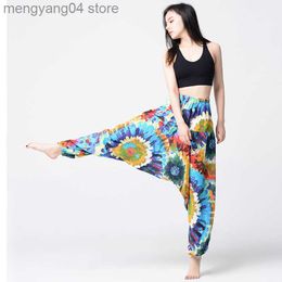 Women's Pants Capris Women Thai Indian Harem Pants Cotton Linen Print Boho Festival Hippie Trousers Baggy Loose Elastic Waist National Style Lantern T230531