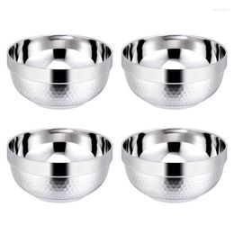 Bowls 4pcs Stainless Steel Double Bowl Eco-friendly Layer Anti Rust Salad And Rice Vegetable Storage Container