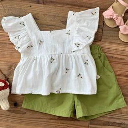 Clothing Sets Boutique Girls Summer Cotton Floral Shirts and Short Pants Pieces Birthday Children Clothes