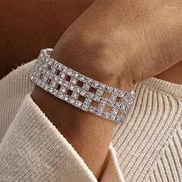 Bangle Stonefans Sparkly Rhinestone Bracelet Hand Chain For Women Hollow Multi Layer Bridal Wedding Jewellery Accessories