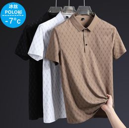 Men's Polos 2023 summer new comfortable breathable business men's T-shirt top luxury ice silk cotton polo shirt men