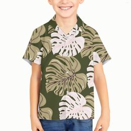 Men's Casual Shirts Tropical Plantain Leaf Pattern Children Kid Boy Hawaiian Print Short Sleeve Tops Lapel Harajuku Summer