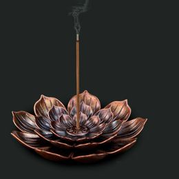 Other Home Garden 2 In 1 Creative Incense Stick Holder Decoration Alloy Lotus Line Incenses Burner Metal Crafts Sandalwood Coil Ba Dhprw