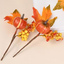 Decorative Flowers Artificial Branch With Pumpkin Berries Mini Fruit Halloween Accessory Thanksgiving Decoration Po Prop Fall