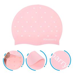 caps Silicone Hair Hat Waterproof Earmuffs Elastic Children's Practice Surfing Adult Swimming Pool Heart P230531