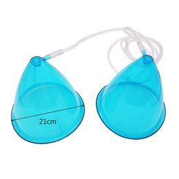 Relaxation 1 Pair 21cm/18cm Big Size Blue Vacuum Pump Cupping For Breast Buttock Enhancer Hip Lifting Chest Enlargement Suction Cup