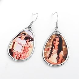 sublimation blank metal earrings fashion drop earring for women thermal transfer printing Jewellery Customised gift