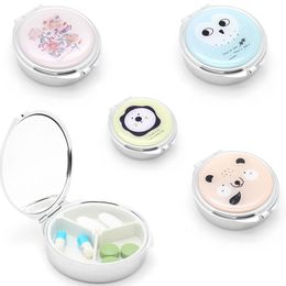 Rings Portable Cute Travel Pill Box with Mirror Metal Round 7 Days Weekly Medicine Pill Container Case Jewellery Necklace Ring Organiser