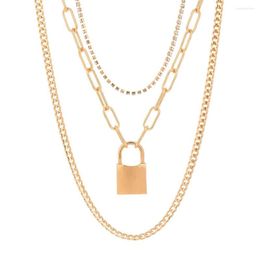 Pendant Necklaces Layered Chain Necklace Neck Curb Cuban Chains Lock Jewellery For Women Punk Choker Padlock Goth Aesthetic Accessories