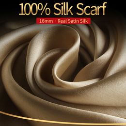 Sarongs 100% Real Silk Scarf Women Bufanda Hangzhou Silk Shawls Wraps for Lady Solid Neckerchief Natural Silk Satin Scarf Foulard Femme 230530