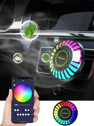 Car Air Freshener with LED Aroma Decorate Atmosphere Fragrance Accessorie RGB Strip Sound Control Voice Rhythm Light APP Control L230523