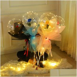 Party Decoration Valentines Day Led Rose Ball Luminous Colorf Bouquet Balloon Decorations Gifts Transparent Ornaments Vtky2257 Drop Dh74J
